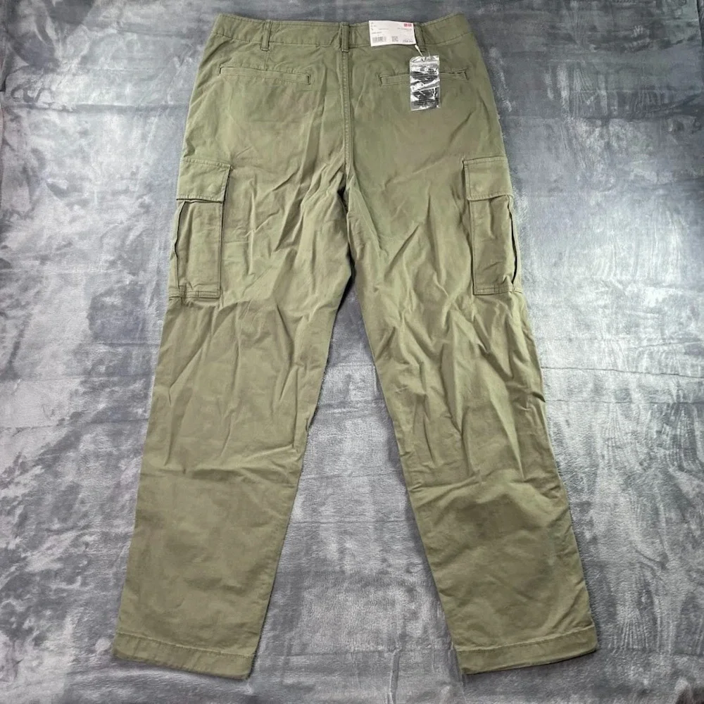 Uniqlo Mens Size Large (L) Green Utility Straight Leg Work Cargo Pants NWT